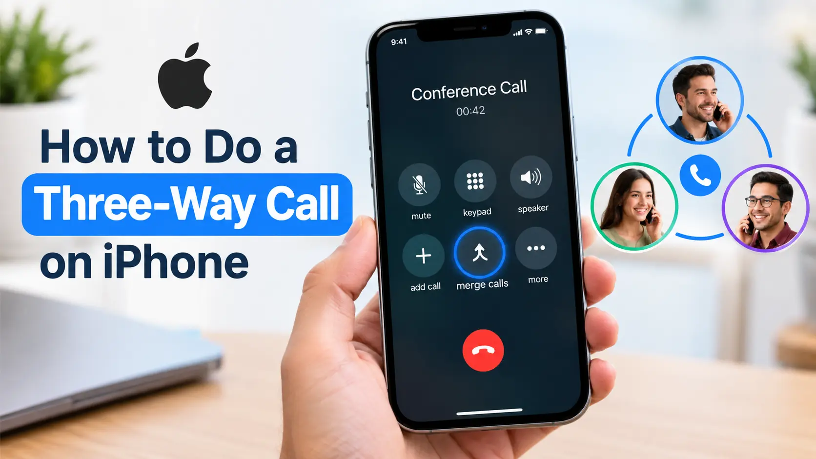 how to do a three way call on iphone