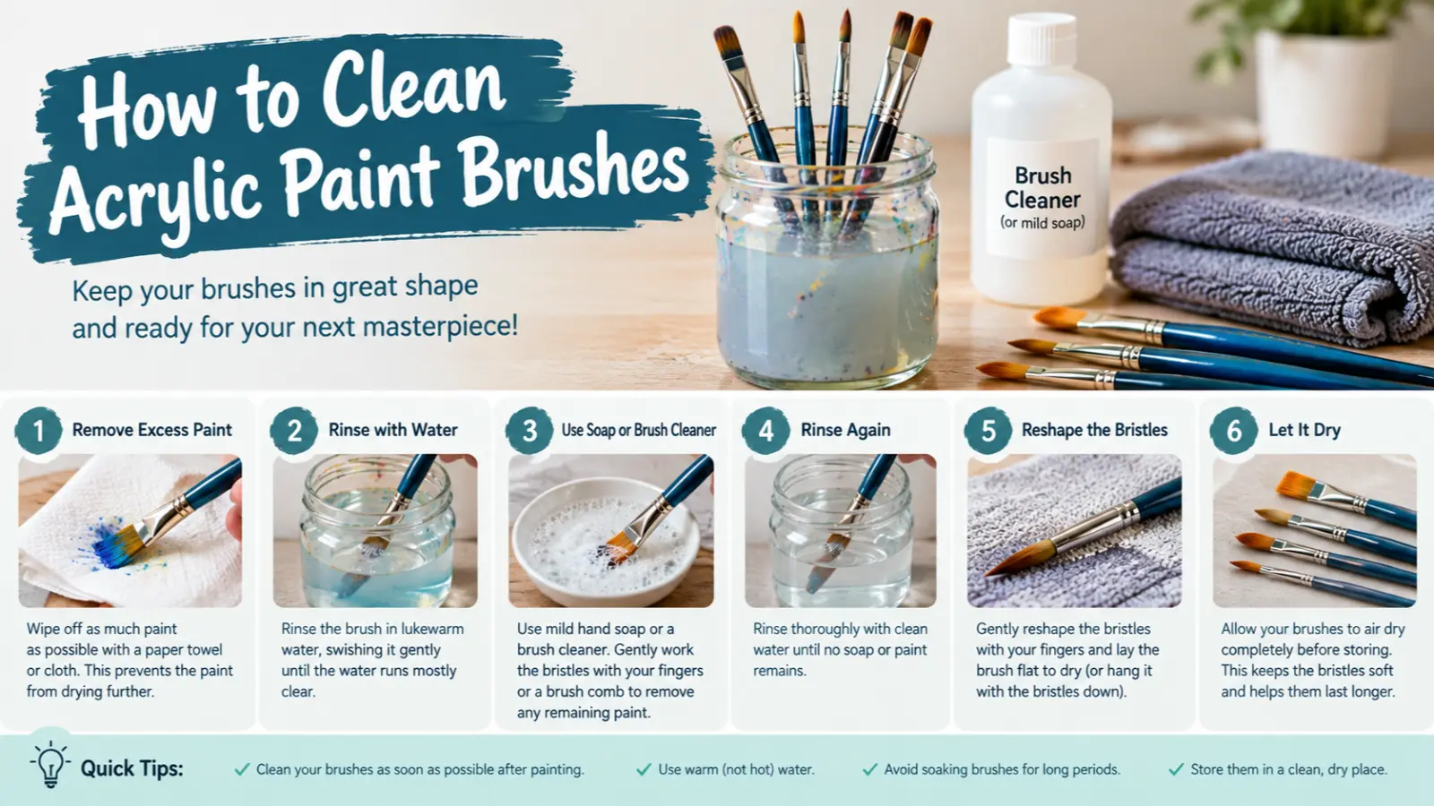 how to clean acrylic paint brushes