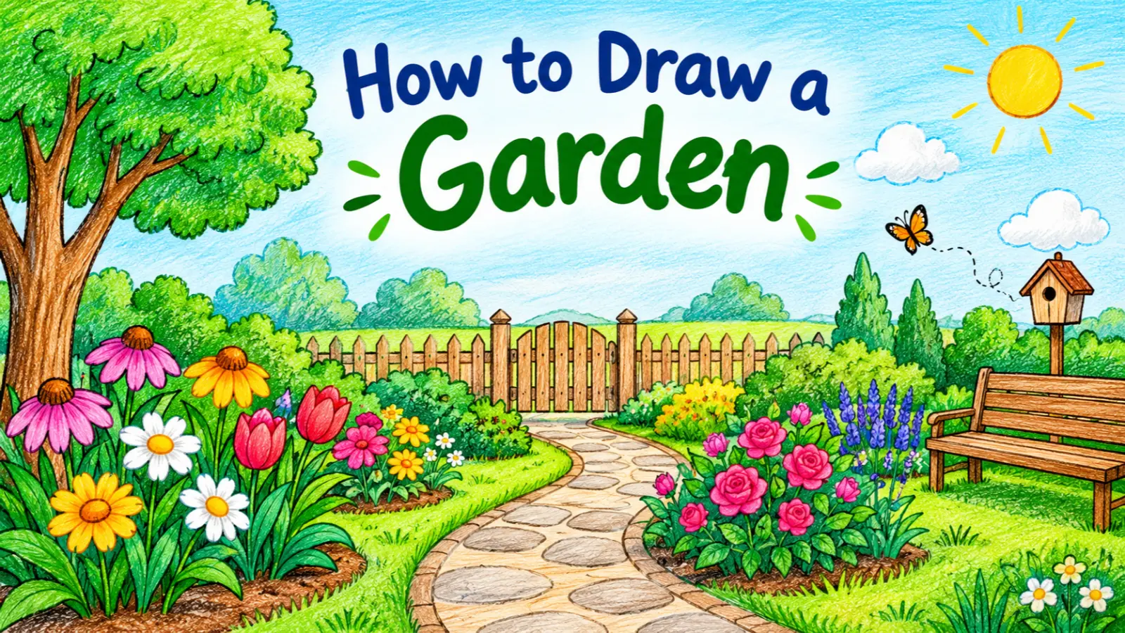 how to draw a garden
